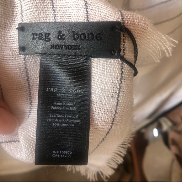 NWT Rag & Bone Pinstripe linen blend poncho Hampden style black stripe one size - Picture 6 of 9